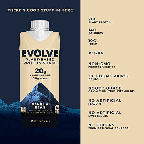 Evolve Plant Based Protein Shake, Vanilla Bean, 20g Vegan Protein, Dairy Free Evolve