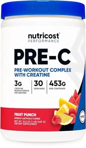Nutricost Pre-C Pre-Workout Complex with Creatine (Fruit Punch | 30 Servings) Powder