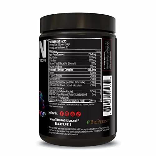 Titan Nutrition Kickin Concentrated Pre-Workout Drink- Energy, Focus, Endurance & Mood - Powerful Mix of Caffeine, Beta-Alanine & More - Athletic Perf...