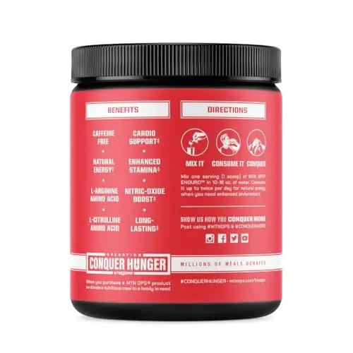 MTN OPS Enduro Nitric Oxide Supplement & Stim-Free Pre Workout - 30 Servings - with Magnesium Citrate, Beet Root Powder, Niacinamide, L Arginine & L Citrulline - Pink Lemonade Flavor