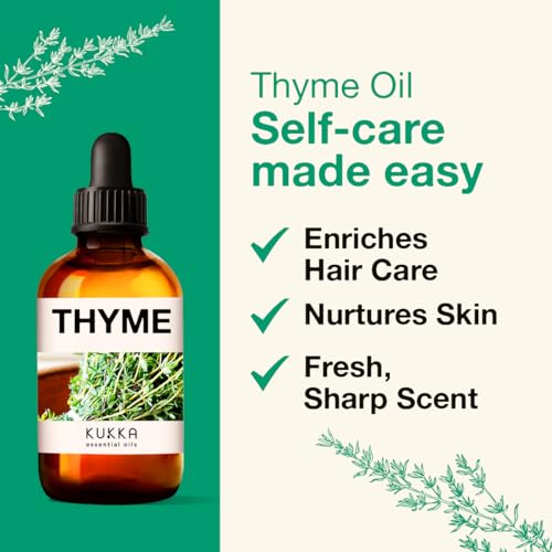 Kukka Thyme Essential Oil for Hair Thyme Oil for Skin - 100% Natural Thyme Essential Oil for Diffuser KUKKA essential oils