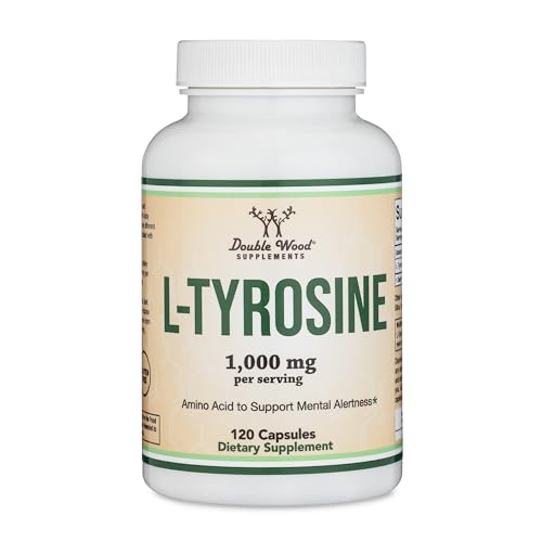 L-Tyrosine 1,000mg per Serving, 120 Veggie Capsules (L Tyrosine Supplement for Memory Double Wood Supplements