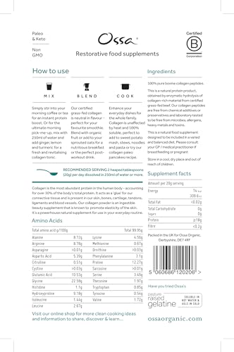 Ossa Certified Grassfed Collagen Peptides Powder-Supplement for Joint, Gut, Hair, Skin & Nails Ossa