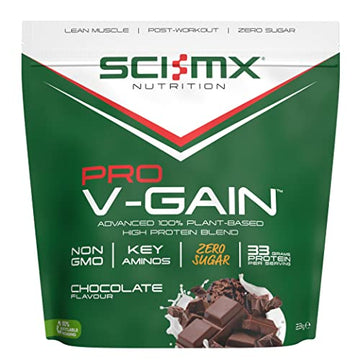 SCI-MX Pro-V Gain - 100% Vegan Chocolate Flavour Soy Protein Powder Isolate + B12 + Magnesium