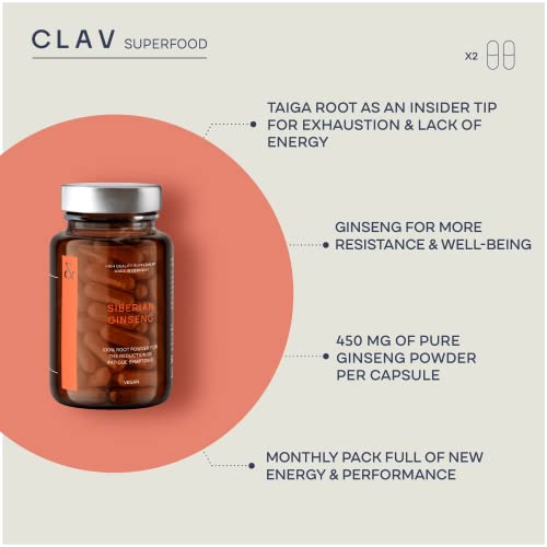 CLAV® Siberian Ginseng - 900mg Eleuthero Root Powder - Energy Supplement CLAV