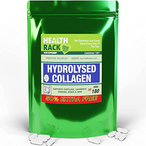 Collagen Supplements 1000mg with Vitamin C 180 Tablets - GMO Free - Hair Skin Nails HealthRack