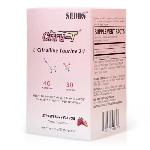 SEDDS L-Citrulline Taurine 2:1, Strawberry-Flavored L Citrulline Powder Citrulline Supplements