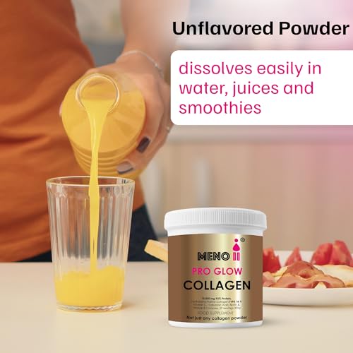 Meno II PRO Glow Marine Collagen Powder 10,000mg - High-Potency Supplements for Women Skin Hydration Meno II