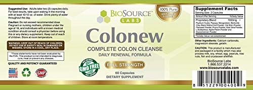 BioSource Labs Colonew Complete Colon Cleanse Natural Detox Supplement for Daily BioSource Labs