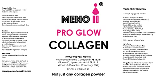 Meno II PRO Glow Marine Collagen Powder 10,000mg - High-Potency Supplements for Women Skin Hydration Meno II