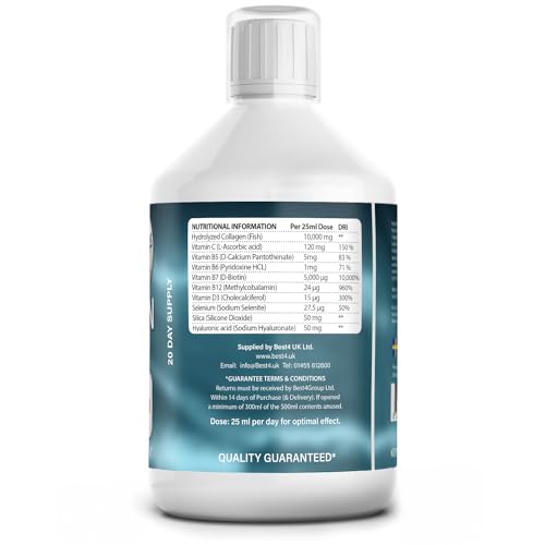 Marine Collagen 2.2 Liquid 10000mg Sugar Free Ready to Drink Berry Flavour, Hyaluronic Acid, Pure Peptide, Vitamin B5, B6, B7, C, D3 Best4Group