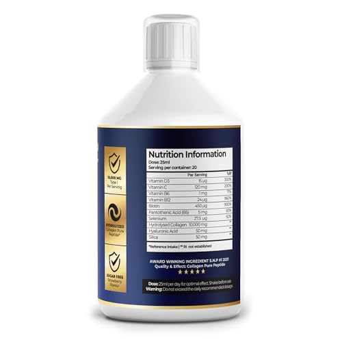 Nutrality Marine Collagen Sugar Free Liquid | Peptides, Hyaluronic Acid, Silica, Biotin, 10000mg Type 1 Nutrality