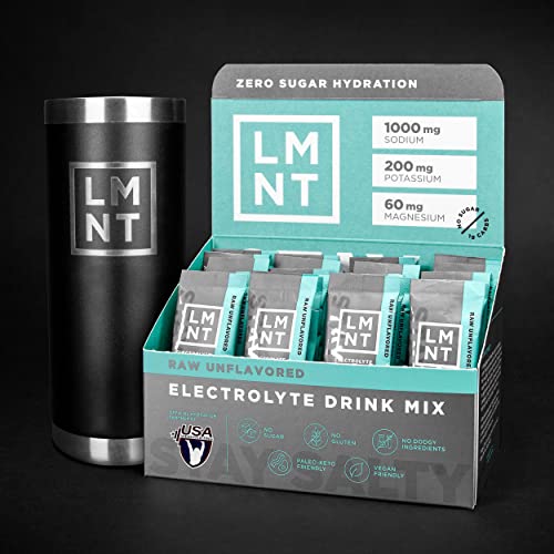 LMNT Zero-Sugar Electrolytes - Raw Unflavored Salt - Hydration Powder Packets Drink LMNT