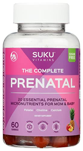 Suku Vitamins The Complete Prenatal Gummies Peach & Pineapple Flavour, Sugar Free, 60 Pieces