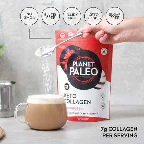 Planet Paleo Keto Collagen Powder (220g, 22 Servings) - Grass-Fed, High Protein Planet Paleo