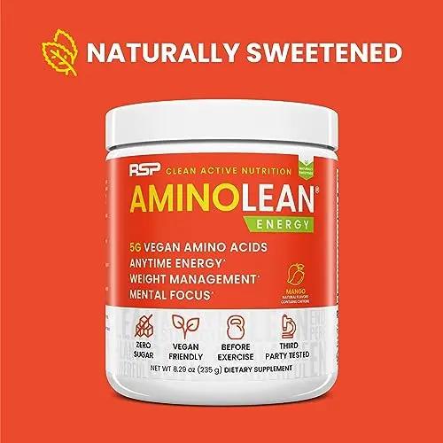 RSP Nutrition Mango Aminolean Amino Acid Supplement Powder, 8.29 OZ RSP NUTRITION