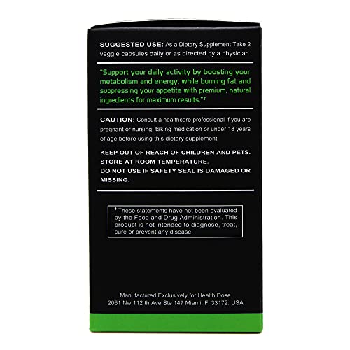 Health Dose Fat Burner AM. Weight Control & Metabolism Boost. For Active Lifestyles. Health Dose