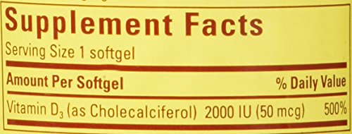 Nature Made, Vitamin D3 2,000 I.U. Liquid Softgels, 250-Count (Pack of 2) Nature Made