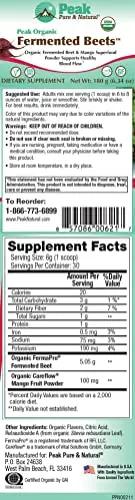 Peak Pure & Natural Peak Organic Fermented Beets - Organic Fermented Beet Powder Superfood Drink Powder - Nitric Oxide Supplement Support for Normal Blood Pressure