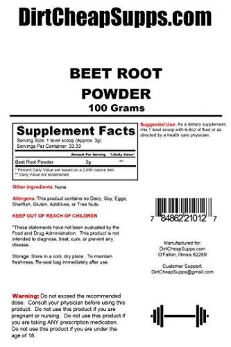 DirtCheapSupps Beet Powder 100g (33 Servings)