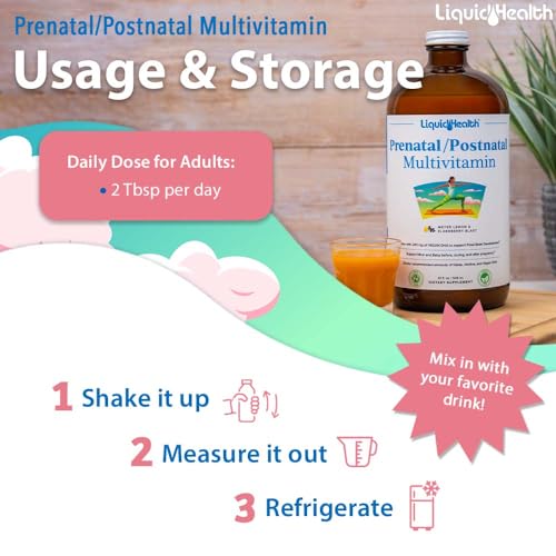 LIQUIDHEALTH Prenatal/Postnatal Multiple Liquid Women's Multivitamin with Real Folate LIQUIDHEALTH