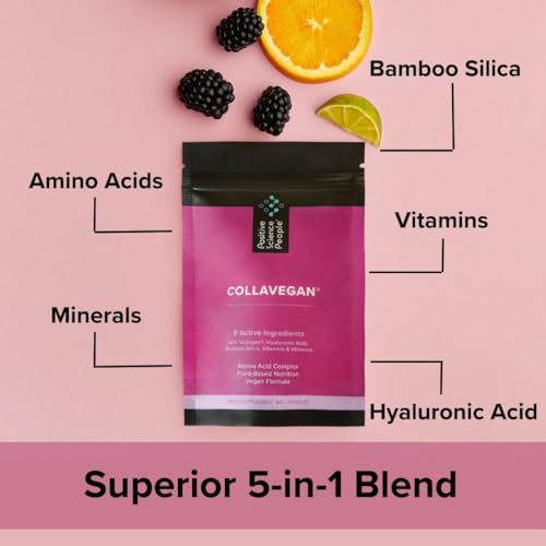 Unique Vegan Collagen Supplement with 18 Amino Acids, Hyaluronic Acid, Bamboo Silica, Biotin, Vitamins Positive Science People