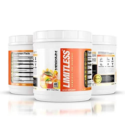 LIMITLESS Magnum 504g - Muscle Workout Powder, Sport Pre Workout for Men and Women, May Assist & Support Increase Energy, Focus, and Endurance - Peach Mango Rush