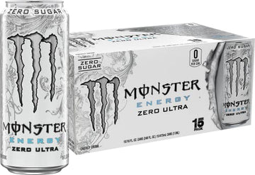 Monster Energy Zero Ultra, Sugar Free Energy Drink, 16 Ounce (Pack of 15)