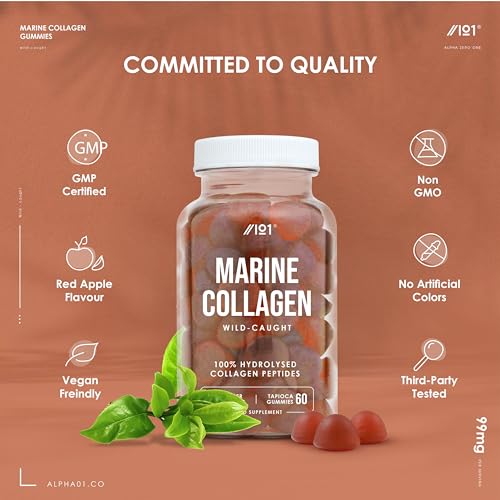 Marine Collagen Gummies - Wild-Caught Marine - Tapioca Based - High Potency Hydrolysed Marine Collagen Gummies ALPHA01