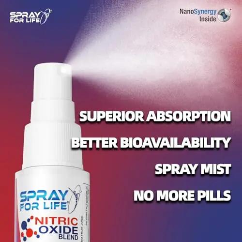 Spray For Life Nitric Oxide Blend Spray Supplements, Sublingual Nitric Booster Support Muscle, Vascularity and Energy Physical Endurance for Men, 30 Days Supply