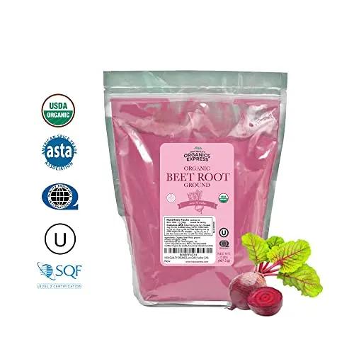 HQOExpress Organic Beetroot Powder - Organic Superfood - Nitric Oxide Booster - Non HQO HIGH QUALITY ORGANICS
