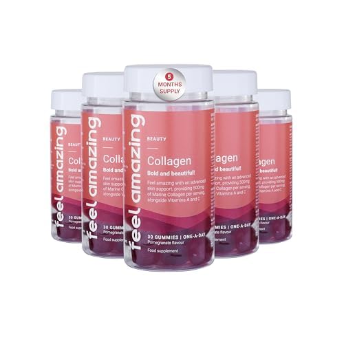 Collagen Gummies with Vitamins A and C, 500mg of Marine Collagen Per Serving, Advanced Skin Support, Feel Amazing