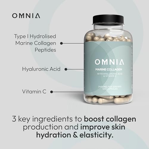 Omnia Marine Collagen Capsules 2400mg for Women & Men with Type I Collagen OMNIA