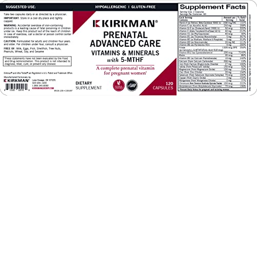 Prenatal Advanced Care, 120 Capsules, Kirkman Labs