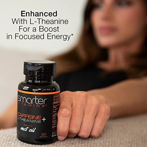 200mg Caffeine Pills - MCT Oil from 100% Coconuts + 100mg L-Theanine, Advanced Energy SmarterVitamins