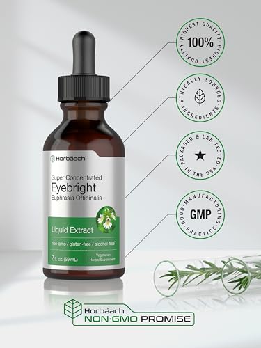 Eyebright Herb Supplement | 2 fl oz | Alcohol Free Drops | Super Concentrated Liquid Horbäach