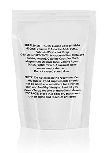 Marine Collagen 400mg Complex with Vitamin B3 and Vitamin C x30 Capsules Pills UK Nutrition Healthy Mood
