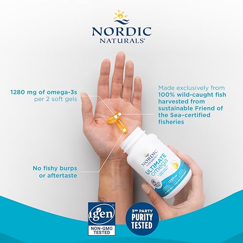 Nordic Naturals Ultimate Omega, Lemon Flavor - 60 Soft Gels - 1280 mg Omega-3 Nordic Naturals