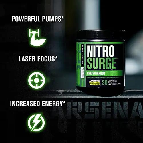 Jacked Factory Nitrosurge Pre Workout, N.O. XT Nitric Oxide Supplement & Build-XT Daily Muscle Builder Bundle