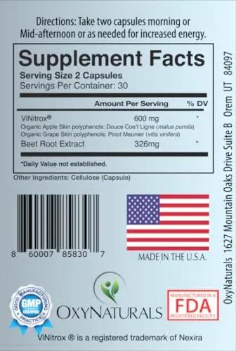 OxyBoost with ViNitrox - Nitric Oxide Supplement for Blood Pressure Support, Heart Health, Energy Boost, Circulation, and More (3 Bottles - 90 Servings)