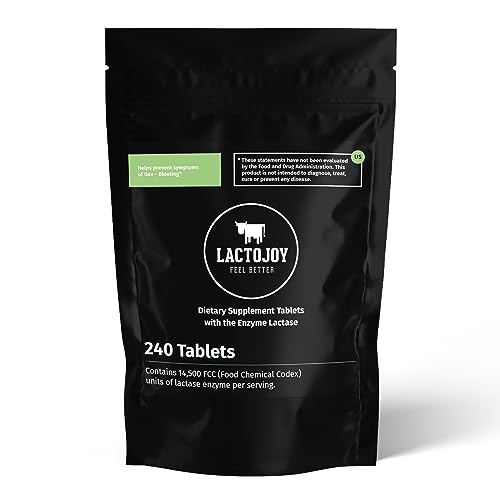 LactoJoy Lactase Pills I 240 Pieces Refill Package I Powerful Lactase Enzymes for Lactose