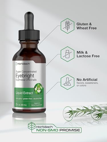 Eyebright Herb Supplement | 2 fl oz | Alcohol Free Drops | Super Concentrated Liquid Horbäach