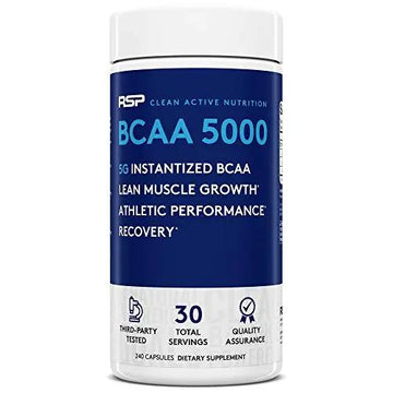 RSP BCAA 5000 (30 Serv), Premium BCAA Capsules for Post Workout Muscle Recovery