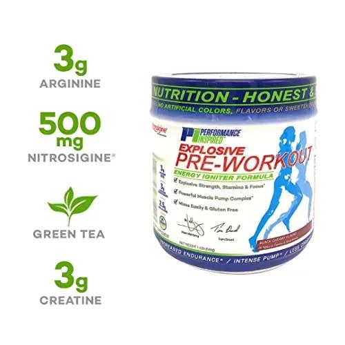 PERFORMANCE INSPIRED Nutrition Pre-Workout Powder - Contains Citrulline - Nitrosigine - Green Tea - All Natural - 1.49 lb - Black Cherry