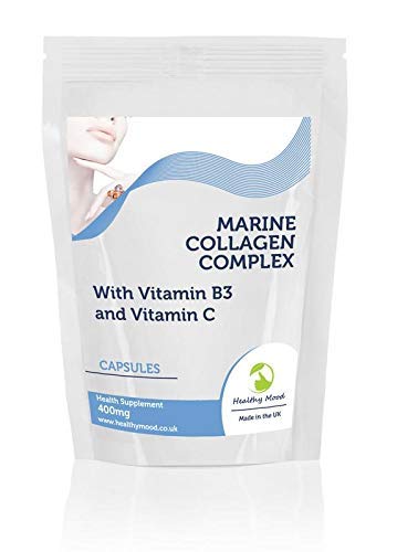 Marine Collagen 400mg Complex with Vitamin B3 and Vitamin C x30 Capsules Pills UK Nutrition Healthy Mood