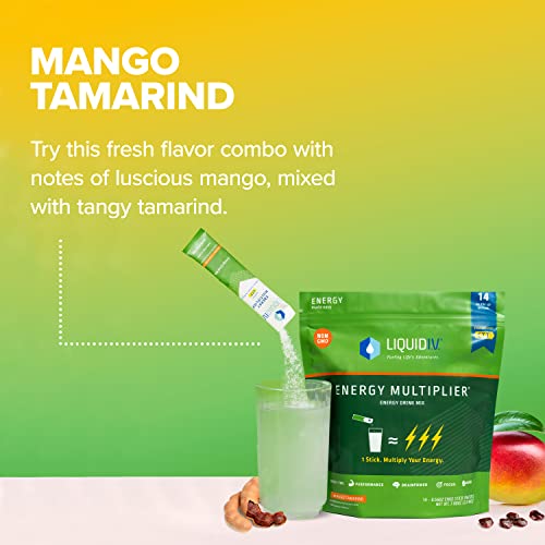Liquid I.V. Hydration + Energy Multiplier - Mango Tamarind - Hydration Powder Packets Liquid I.V.