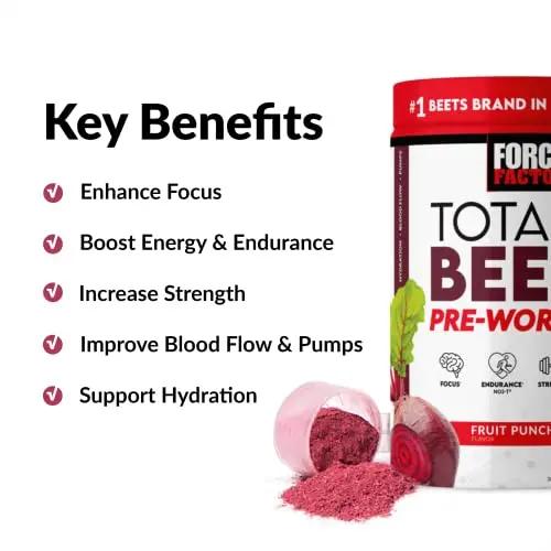 FORCE FACTOR Total Beets Pre-Workout Powder to Boost Energy & Endurance, Increase Force Factor