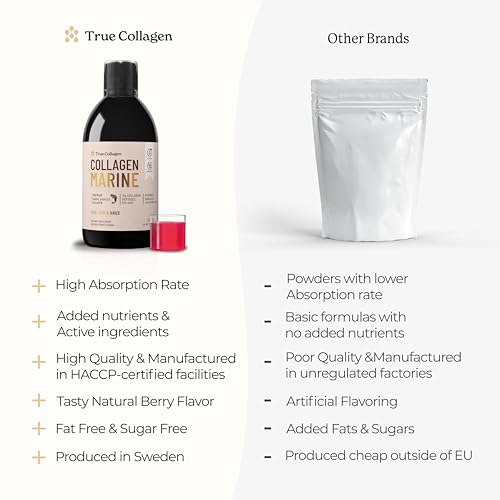 True Collagen - Premium 11000mg Collagen Marine I Pure Hydrolyzed Collagen (Type I & III) True Collagen