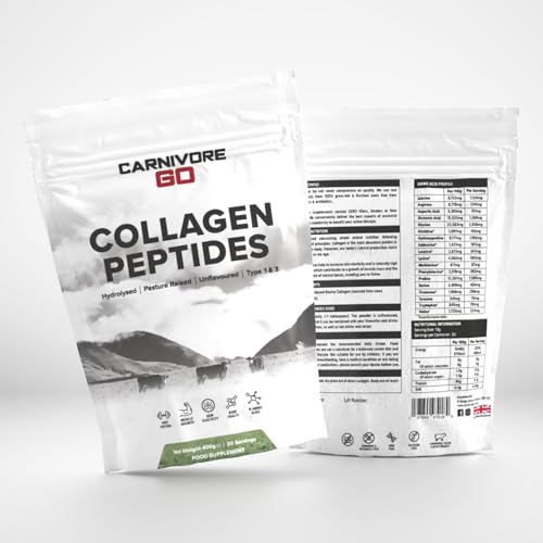 Carnivore Go Grass Fed Bovine Collagen Powder - 400g Hydrolysed Type 1 & 3 Carnivore Go
