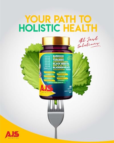 AJS Sea Moss Capsules 3200Mg, Shilajit 1000Mg with Black Seed Oil, Ashwagandha AJS Nutrition